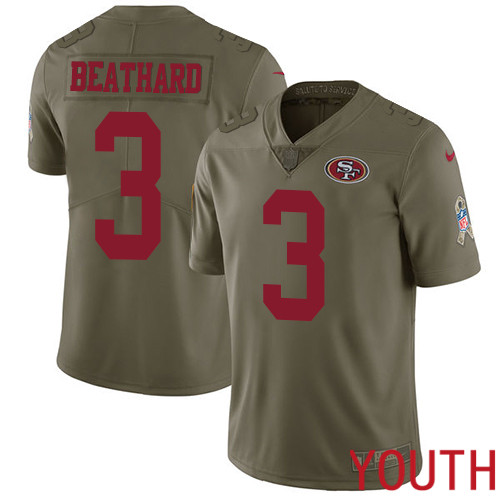 San Francisco 49ers Limited Olive Youth C. J. Beathard NFL Jersey #3 2017 Salute to Service